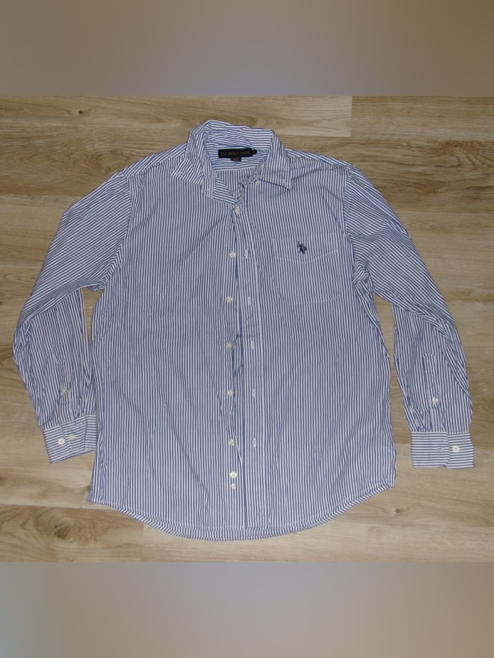 👔 U.S. Polo Assn. Blue & White Striped Button-Down | Size M